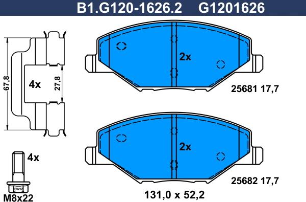 Galfer B1.G120-1626.2 - Komplet Pločica, disk-kočnica www.molydon.hr