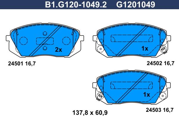 Galfer B1.G120-1049.2 - Komplet Pločica, disk-kočnica www.molydon.hr