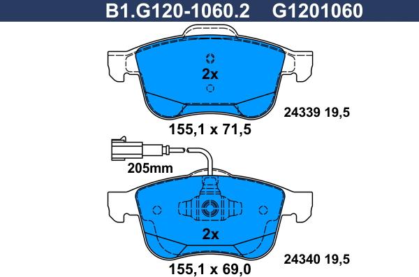 Galfer B1.G120-1060.2 - Komplet Pločica, disk-kočnica www.molydon.hr