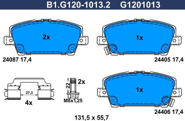 Galfer B1.G120-1013.2 - Komplet Pločica, disk-kočnica www.molydon.hr