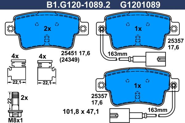 Galfer B1.G120-1089.2 - Komplet Pločica, disk-kočnica www.molydon.hr