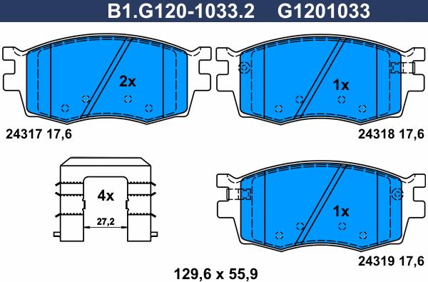 Galfer B1.G120-1033.2 - Komplet Pločica, disk-kočnica www.molydon.hr