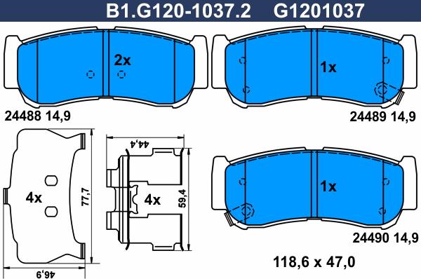 Galfer B1.G120-1037.2 - Komplet Pločica, disk-kočnica www.molydon.hr