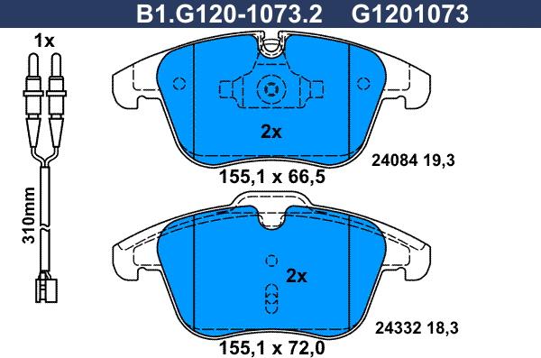 Galfer B1.G120-1073.2 - Komplet Pločica, disk-kočnica www.molydon.hr