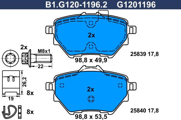 Galfer B1.G120-1196.2 - Komplet Pločica, disk-kočnica www.molydon.hr