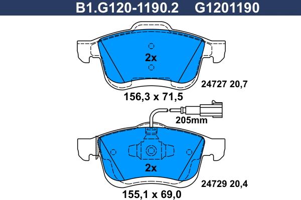 Galfer B1.G120-1190.2 - Komplet Pločica, disk-kočnica www.molydon.hr