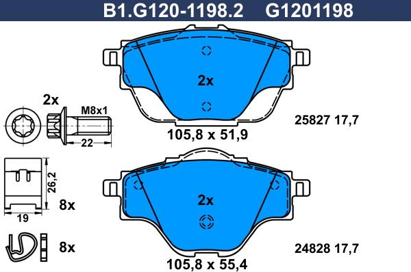 Galfer B1.G120-1198.2 - Komplet Pločica, disk-kočnica www.molydon.hr