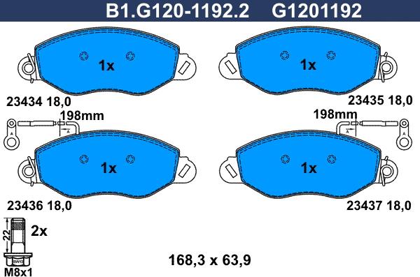 Galfer B1.G120-1192.2 - Komplet Pločica, disk-kočnica www.molydon.hr