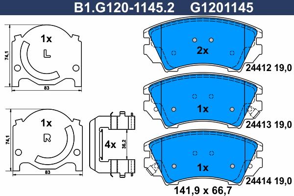 Galfer B1.G120-1145.2 - Komplet Pločica, disk-kočnica www.molydon.hr