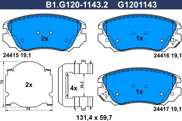 Galfer B1.G120-1143.2 - Komplet Pločica, disk-kočnica www.molydon.hr