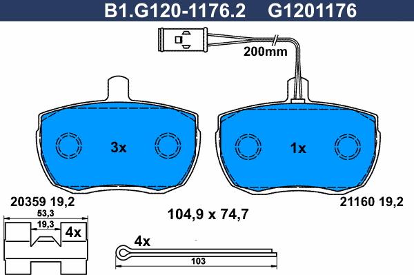 Galfer B1.G120-1176.2 - Komplet Pločica, disk-kočnica www.molydon.hr