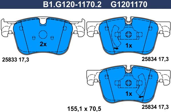 Galfer B1.G120-1170.2 - Komplet Pločica, disk-kočnica www.molydon.hr