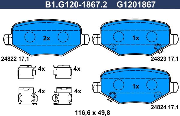 Galfer B1.G120-1867.2 - Komplet Pločica, disk-kočnica www.molydon.hr