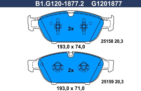 Galfer B1.G120-1877.2 - Komplet Pločica, disk-kočnica www.molydon.hr