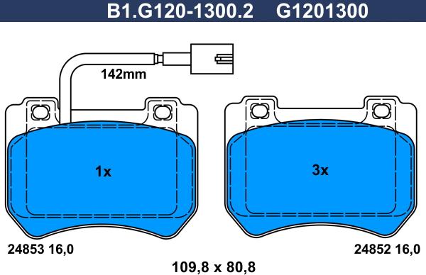 Galfer B1.G120-1300.2 - Komplet Pločica, disk-kočnica www.molydon.hr