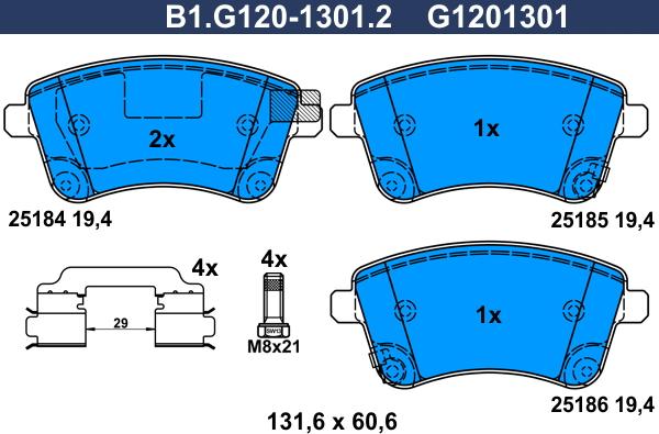 Galfer B1.G120-1301.2 - Komplet Pločica, disk-kočnica www.molydon.hr