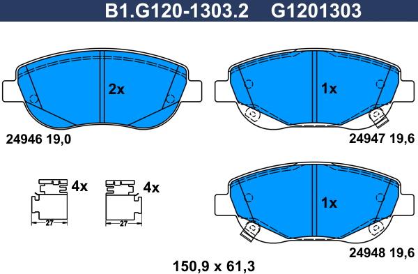 Galfer B1.G120-1303.2 - Komplet Pločica, disk-kočnica www.molydon.hr