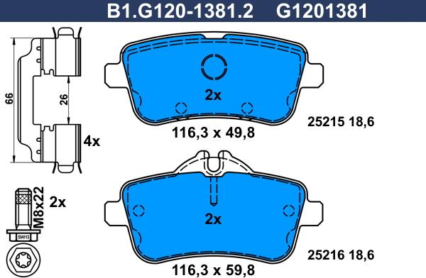 Galfer B1.G120-1381.2 - Komplet Pločica, disk-kočnica www.molydon.hr