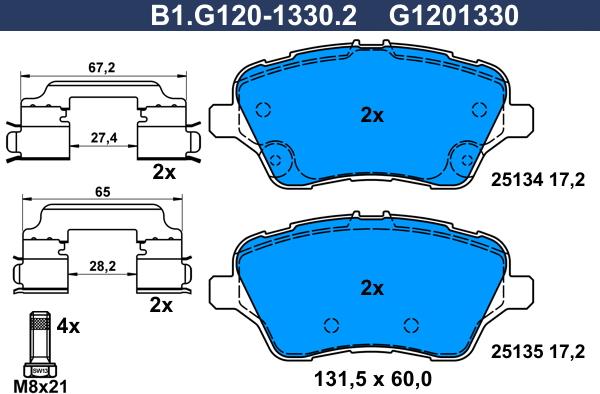 Galfer B1.G120-1330.2 - Komplet Pločica, disk-kočnica www.molydon.hr