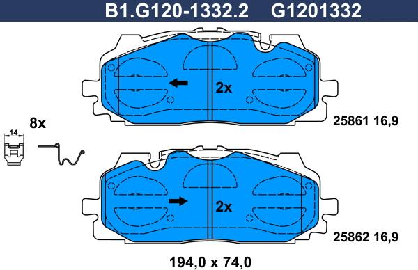 Galfer B1.G120-1332.2 - Komplet Pločica, disk-kočnica www.molydon.hr