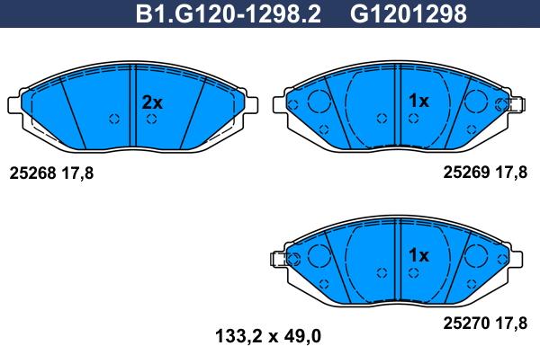 Galfer B1.G120-1298.2 - Komplet Pločica, disk-kočnica www.molydon.hr