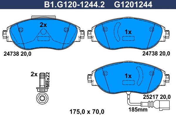 Galfer B1.G120-1244.2 - Komplet Pločica, disk-kočnica www.molydon.hr