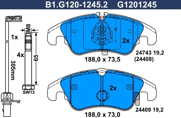 Galfer B1.G120-1245.2 - Komplet Pločica, disk-kočnica www.molydon.hr