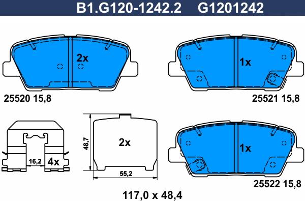 Galfer B1.G120-1242.2 - Komplet Pločica, disk-kočnica www.molydon.hr