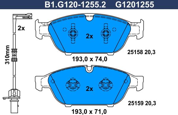 Galfer B1.G120-1255.2 - Komplet Pločica, disk-kočnica www.molydon.hr