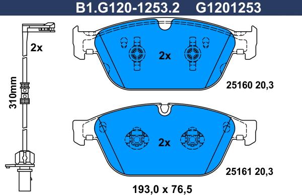 Galfer B1.G120-1253.2 - Komplet Pločica, disk-kočnica www.molydon.hr