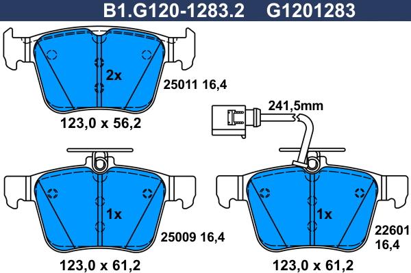 Galfer B1.G120-1283.2 - Komplet Pločica, disk-kočnica www.molydon.hr