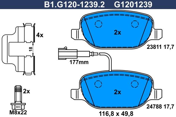 Galfer B1.G120-1239.2 - Komplet Pločica, disk-kočnica www.molydon.hr