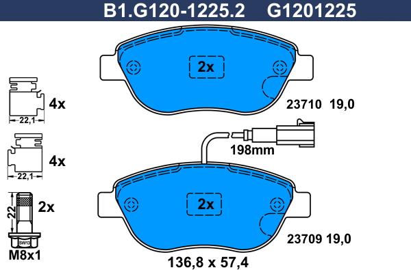 Galfer B1.G120-1225.2 - Komplet Pločica, disk-kočnica www.molydon.hr