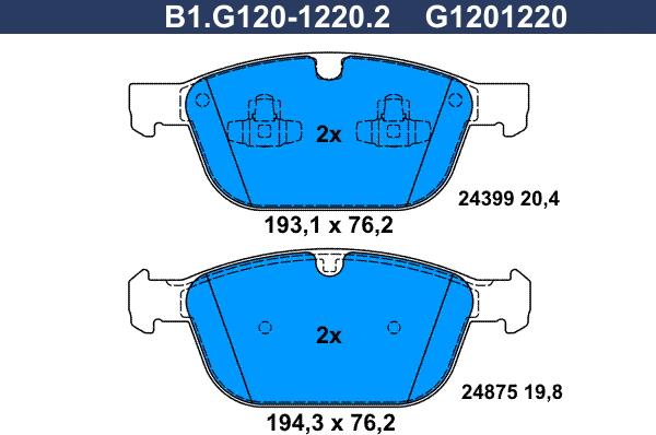 Galfer B1.G120-1220.2 - Komplet Pločica, disk-kočnica www.molydon.hr