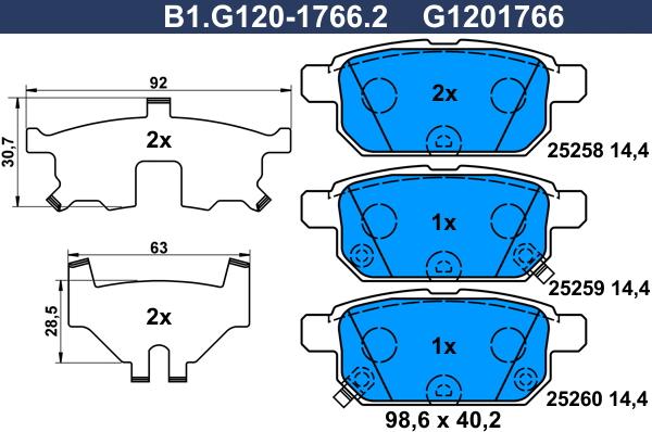 Galfer B1.G120-1766.2 - Komplet Pločica, disk-kočnica www.molydon.hr