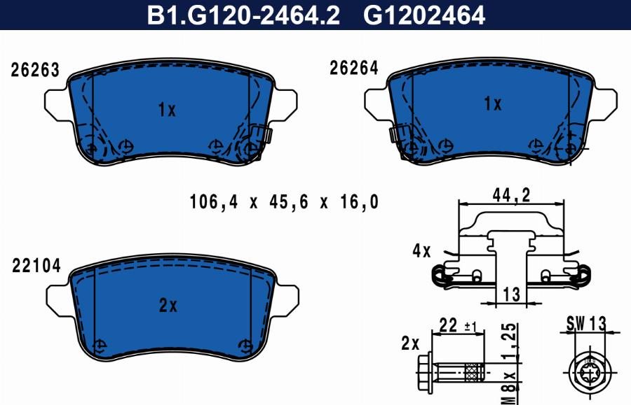 Galfer B1.G120-2464.2 - Komplet Pločica, disk-kočnica www.molydon.hr