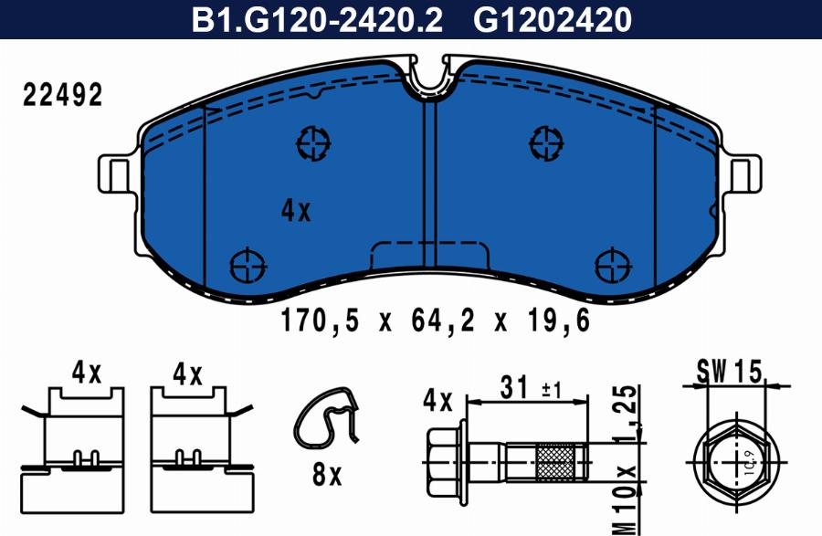 Galfer B1.G120-2420.2 - Komplet Pločica, disk-kočnica www.molydon.hr