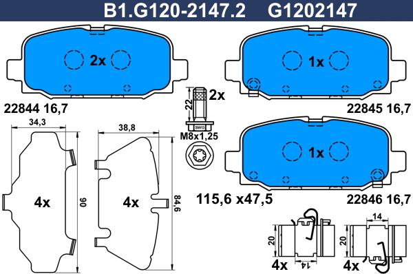 Galfer B1.G120-2147.2 - Komplet Pločica, disk-kočnica www.molydon.hr