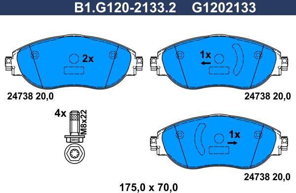 Galfer B1.G120-2133.2 - Komplet Pločica, disk-kočnica www.molydon.hr