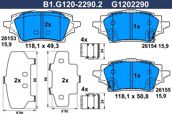 Galfer B1.G120-2290.2 - Komplet Pločica, disk-kočnica www.molydon.hr