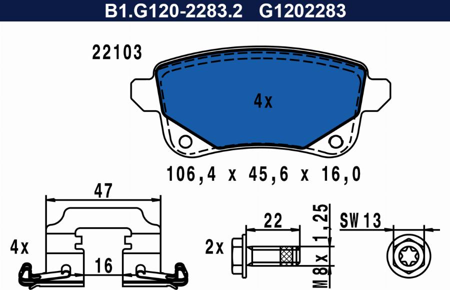 Galfer B1.G120-2283.2 - Komplet Pločica, disk-kočnica www.molydon.hr