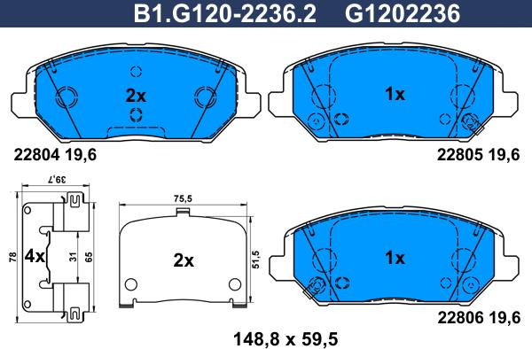 Galfer B1.G120-2236.2 - Komplet Pločica, disk-kočnica www.molydon.hr