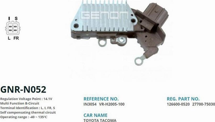 Genon GNR-N052 - Regulator napona generatora www.molydon.hr