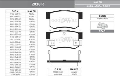 GoodWill 2038 R - Komplet Pločica, disk-kočnica www.molydon.hr