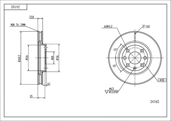 Hart 241 165 - Kočioni disk www.molydon.hr