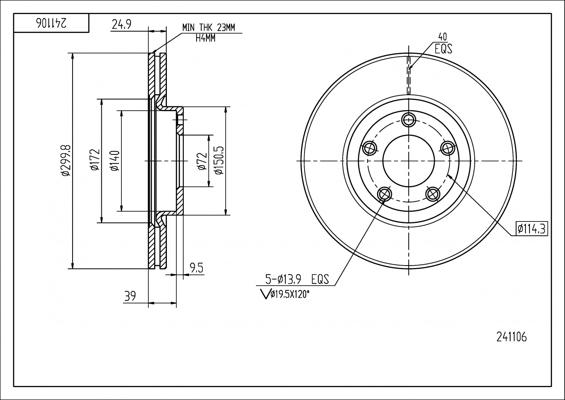 Hart 241 106 - Kočioni disk www.molydon.hr