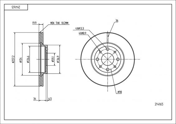 Hart 214 165 - Kočioni disk www.molydon.hr