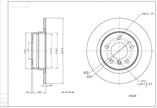 Hart 232 229 - Kočioni disk www.molydon.hr