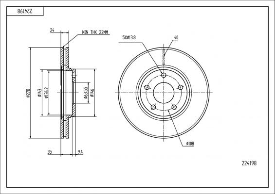 Hart 224 198 - Kočioni disk www.molydon.hr