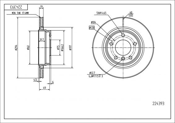 Hart 224 393 - Kočioni disk www.molydon.hr